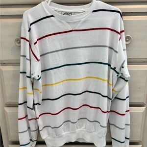 Vintage American Eagle Outfitters White Sweater with Multicolor Stripes